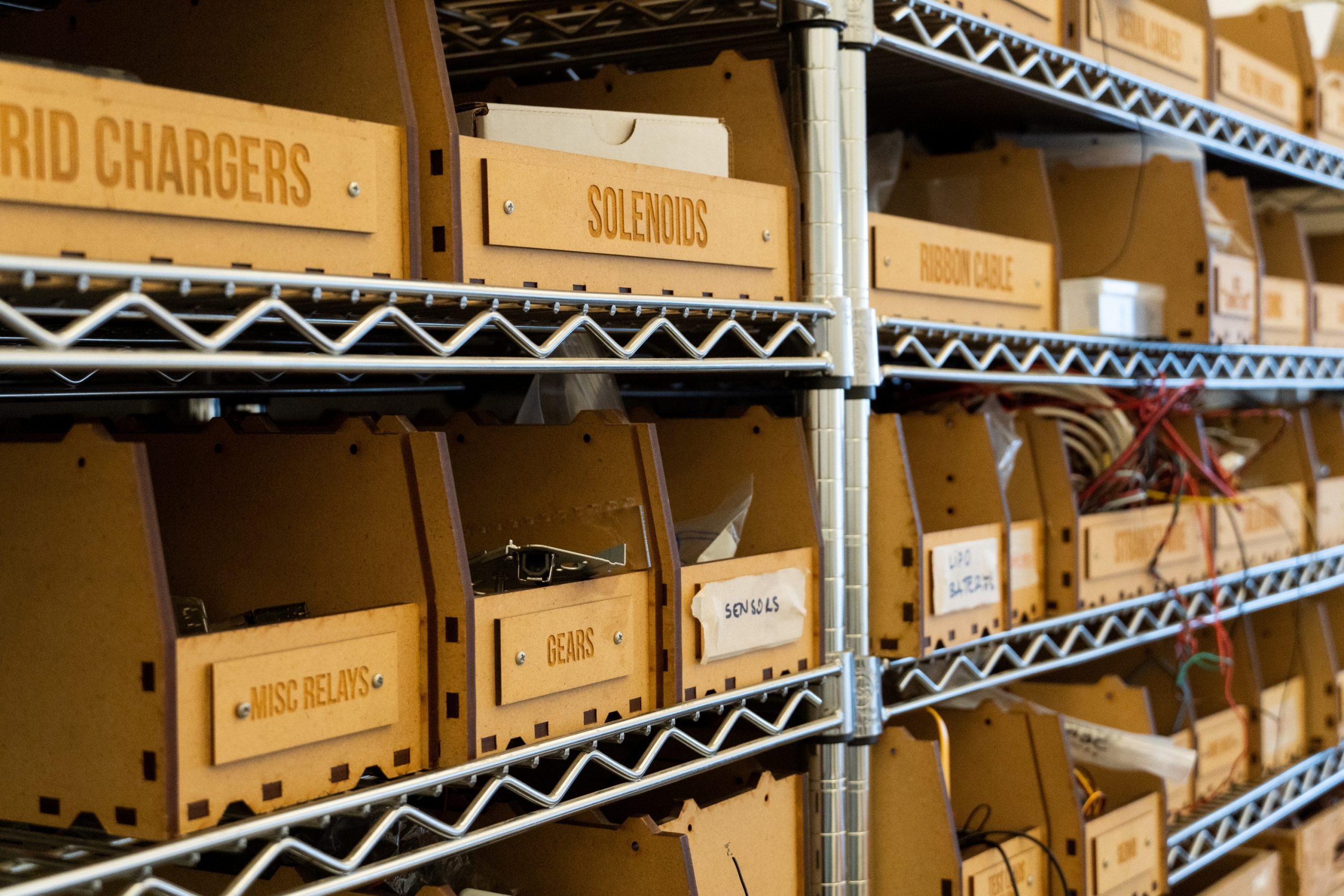 electronics parts bins